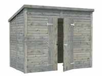 Palmako Leif Holz-Gartenhaus Grau Pultdach Tauchgrundiert 273 cm x 170 cm