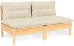 vidaXL 2-Sitzer-Gartensofa mit Creme Kissen Massivholz Kiefer 3095992