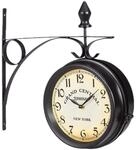 Relaxdays Bahnhofsuhr Eisen Glas Schwarz Doppelseitig Batteriebetrieben 35 cm x 35 cm