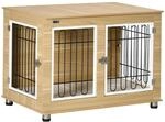 PawHut Hundeh&uuml;tte mit Kissen 2 Verriegelungen Doppelt&uuml;ren Eiche 90 x 58 x 65...
