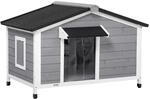 PawHut Hundeh&uuml;tte aus Holz mit zu &Ouml;ffnendem Asphaltdach Grau 109 x 79 x 72 cm