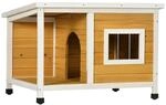 PawHut Hundeh&uuml;tte Tannenholz mit Terrasse Orange 85,5 x 62 x 60 cm