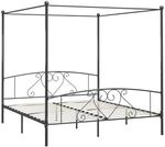 vidaXL Himmelbett-Gestell Grau Metall 180 x 200 cm618214