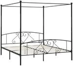 vidaXL Himmelbett-Gestell Schwarz Metall 180 x 200 cm618207