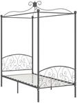 vidaXL Himmelbett-Gestell Grau Metall 90 x 200 cm618249