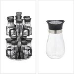 Relaxdays Gew&uuml;rzkarussell mit 12 Gl&auml;sern Edelstahl Glas Kunststoff Silber Schwarz