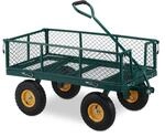 Relaxdays Gartenwagen Stahl Dunkelgr&uuml;n Luftbereifung 250 kg 107 cm x 53,5 cm x 54 cm