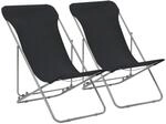 vidaXL Klappbare Strandst&uuml;hle 2 Stk Stahl und Oxford-Gewebe Schwarz 44359