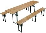 Juskys Bierzeltgarnitur Passau 3 teilig klappbar mit,ackiertem Tannenholz 220 cm
