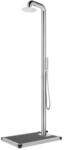 vidaXL Gartendusche mit Grauer Bodenplatte 230 cm Edelstahl 3070784