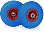 Relaxdays Sackkarrenrad 2er Set PU Gummi Blau Rot Pannensicher Kugelgelagert 3.00-4