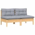 vidaXL 2-Sitzer-Gartensofa mit Grauen Kissen Massivholz Kiefer 3095991