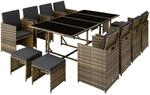 Tectake Rattan Sitzgruppe Palma F&uuml;r 8 Bis 12 Personen Widerstandsf&auml;hig 53 x 53 x