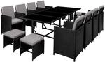 Tectake Rattan Sitzgruppe Palma F&uuml;r 8 Bis 12 Personen Widerstandsf&auml;hig 53 x 53 x
