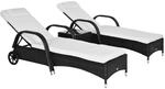 Outsunny Sonnenliege Tisch 3er-Set Polyrattan