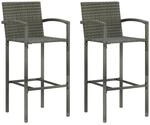 vidaXL Barhocker 2 Stk Grau Poly Rattan 313453