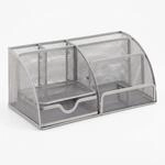 Relaxdays Schreibtischorganizer 6 Ablagen Metall Silber Rutschfest 27,5 cm x 14 cm x