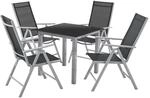 Juskys Aluminium Gartengarnitur Milano 5 Teilig mit Tisch und 4 St&uuml;hlen Silbergrau
