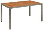 vidaXL Gartentisch mit Holzplatte Grau 150x90x75 cm Poly Rattan 319902