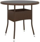 vidaXL Gartentisch &Oslash;80x75 cm Hartglas und Poly Rattan Braun 310605
