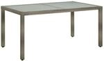 vidaXL Gartentisch 150x90x75 cm Hartglas und Poly Rattan Grau 316707