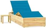 vidaXL Garten-Sonnenliege Blau mit Tisch und Auflage Kiefer Impr&auml;gniert