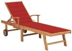 vidaXL Sonnenliege mit Auflage Rot Massivholz Teak