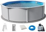 Waterman Stahlwandpool Set 6 teilig Hoch Rund 300 x 120 cm Stahl 0,4 mm Wei&szlig; Folie