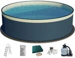 Waterman Stahlwandpool Set 6 teilig Hoch Rund 350 x 120 cm Stahl 0,4 mm Anthrazit