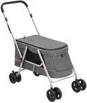 vidaXL Hundewagen Faltbar Grau 100x49x96 cm Leinenstoff 172203