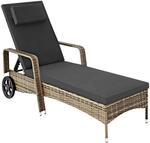 Tectake Rattan Sonnenliege Widerstandsf&auml;hig Uv Best&auml;ndig 200 x 70 x 33 cm Natur