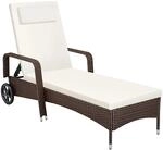 Tectake Rattan Sonnenliege Widerstandsf&auml;hig Uv Best&auml;ndig 200 x 70 x 33 cm Braun