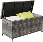 Tectake Auflagenbox Kiruna 270 L Mit Rattangeflecht 2 Griffschlaufen und 2 Rollen 