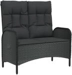 vidaXL Gartenbank mit Liegefunktion & Kissen 107cm Poly Rattan Schwarz