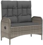 vidaXL Gartenbank mit Liegefunktion und Kissen 107 cm Poly Rattan Grau