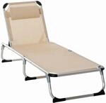 Outsunny Gartenliege mit Kopfkissen Ergonomisch Beige