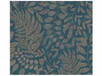Bricoflor Farn Tapete in Blau Gold Elegante Vliestapete mit Blätter Muster mit
