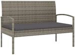 vidaXL Gartenbank mit Kissen Grau 105 cm Poly Rattan