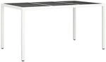 vidaXL Gartentisch 150x90x75 cm Geh&auml;rtetes Glas Poly Rattan Wei&szlig; 316709