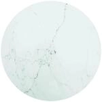 vidaXL Tischplatte Wei&szlig; &Oslash;70x0,8 cm Hartglas in Marmoroptik 322249