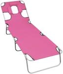 vidaXL Klappbare Sonnenliege mit Kopfkissen Stahl Magento Rosa