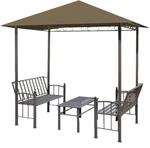 vidaXL Gartenpavillon mit Tisch und B&auml;nken 2,5x1,5x2,4 m Taupe 180 g/m2