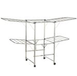 Relaxdays W&auml;schest&auml;nder XXL Edelstahl Silber Rollbar Platzsparend 111 cm x 185,5 cm