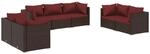 vidaXL 7-tlg Garten-Lounge-Set mit Kissen Poly Rattan Braun Modell 50