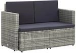 vidaXL 2-Sitzer-Gartensofa mit Auflagen Grau Poly Rattan 45783