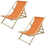 ECD Germany Liegestuhl 2Er Set Klappbar Orange aus Holz