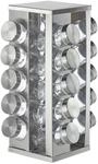 Relaxdays Gew&uuml;rzkarussell Edelstahl Silber Drehbar mit 20 Gl&auml;sern 33 cm x 20 cm 2,6