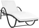 vidaXL Sonnenliege mit Auflage Poly Rattan Schwarz 193 x 64 x 56 cm