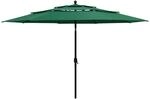 vidaXL Sonnenschirm mit Aluminium-Mast 3-Lagig Gr&uuml;n 3,5 m 313877