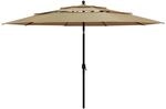 vidaXL Sonnenschirm mit Aluminium-Mast 3-Lagig Taupe 3,5 m 313879